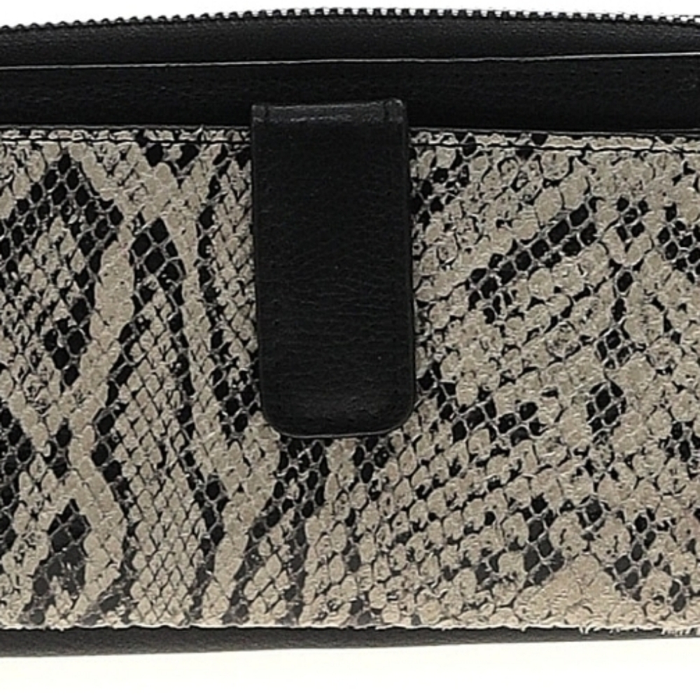Rachel Roy Black And Snake Skin Wristlet Purse - Picture 2 of 7